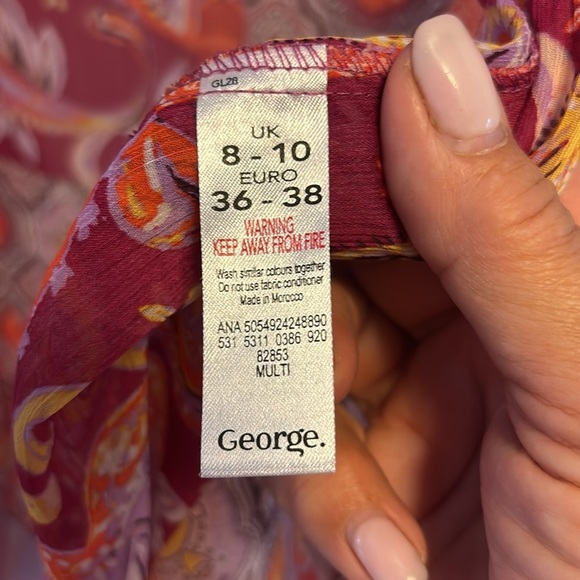 GEORGE BRAND  BRIGHT COLORS KIMONO PINKS/ORANGE/PURPLE BELL SLEEVES WITH TIES - Picture 8 of 14